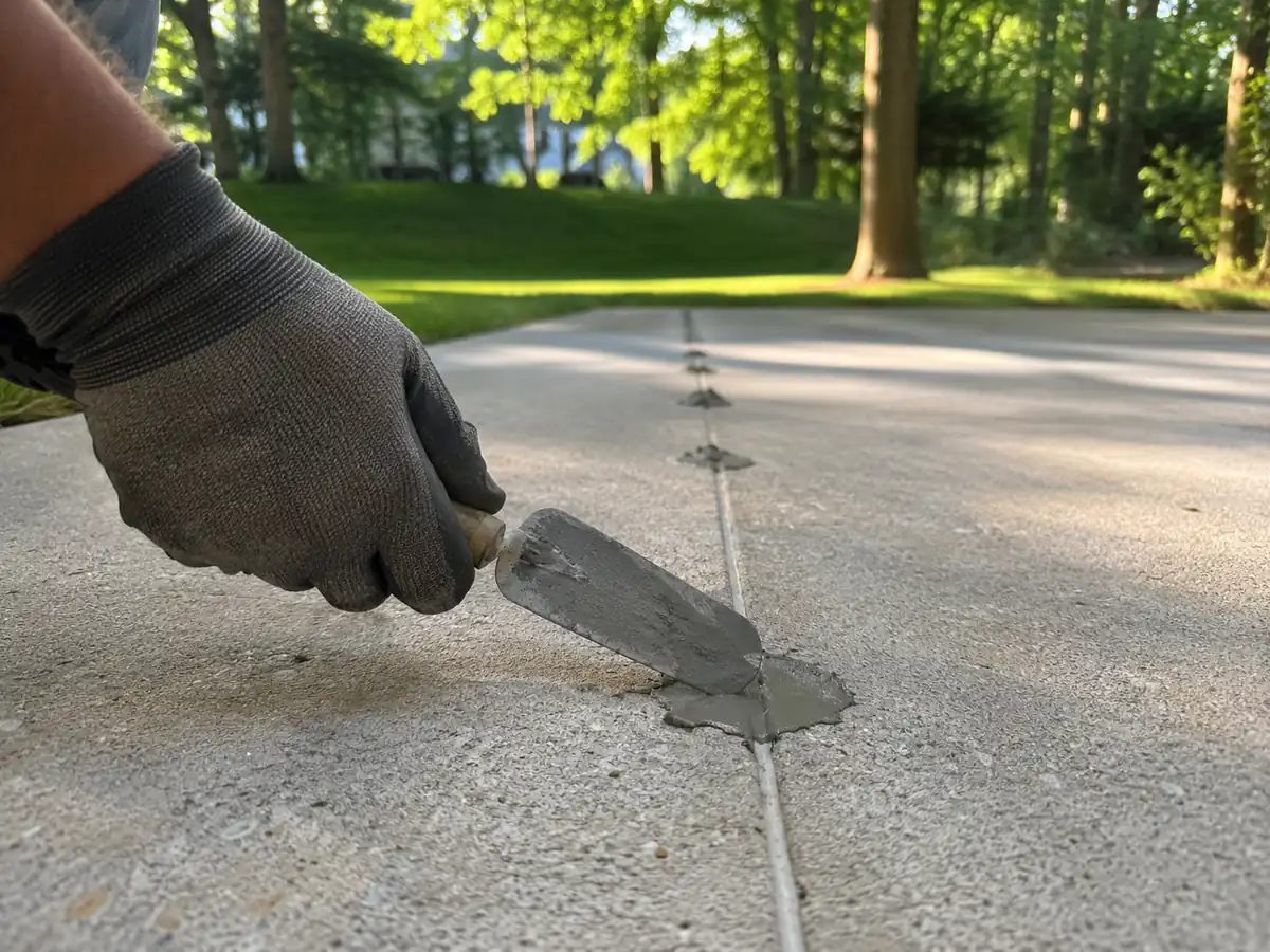Patching and finishing injection port holes after concrete leveling in Columbia, MD