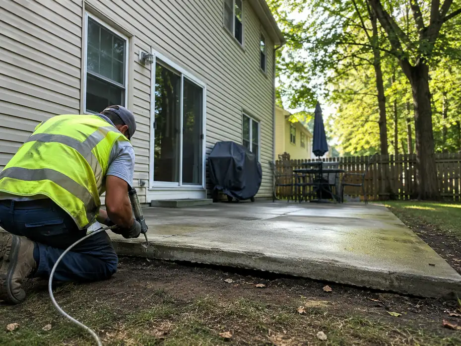 Raising a sunken backyard patio slab in Columbia, MD